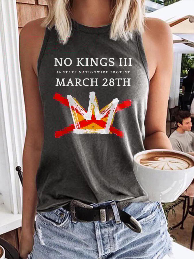 🔥Buy 3 Get 15% Off🔥Retro No Kings In America March 28 2026 Print Tops Tank