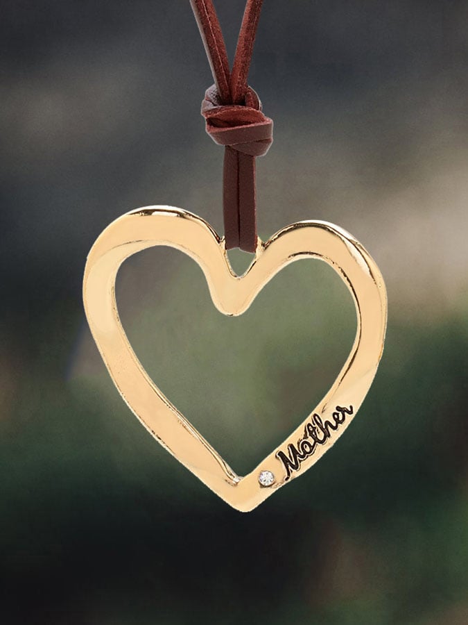 Vintage Gold Heart Leather Pendant Necklace