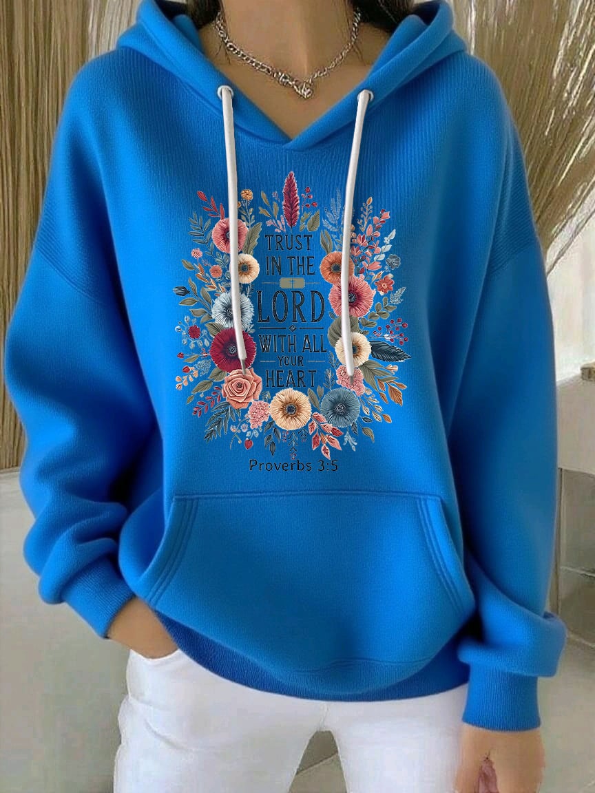 Women's Faith Print Casual Hoodie