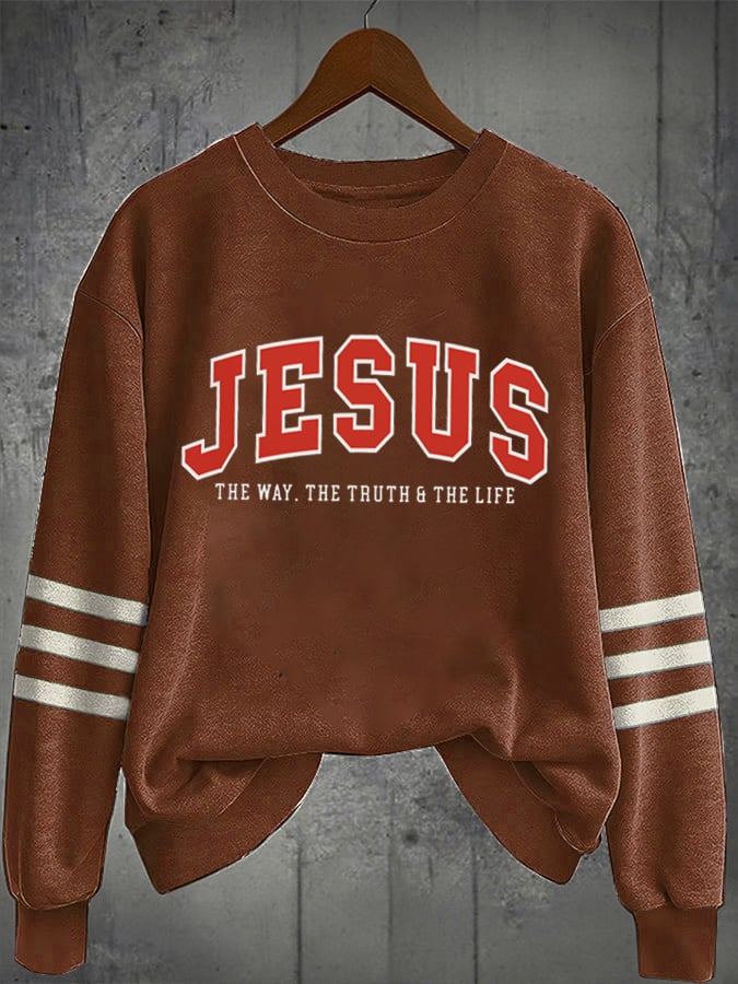 Women's Autumn Jesus Print Casual Sports Crew Neck Sweatshirt