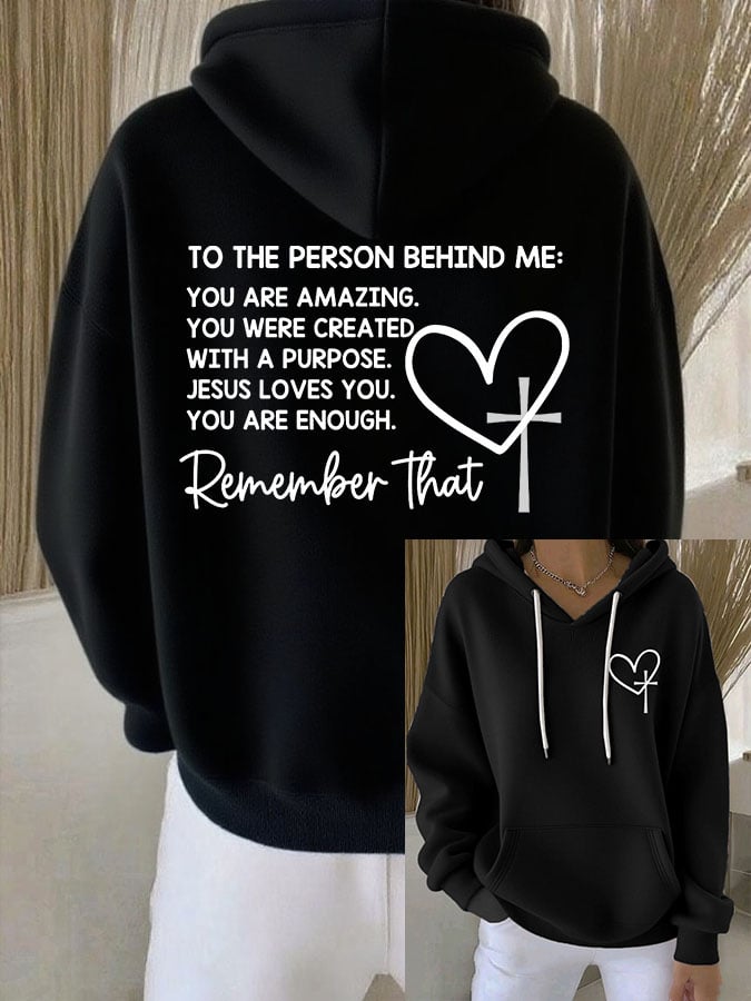 Women's Dear Person Behind Me Christian Print Casual Hoodie
