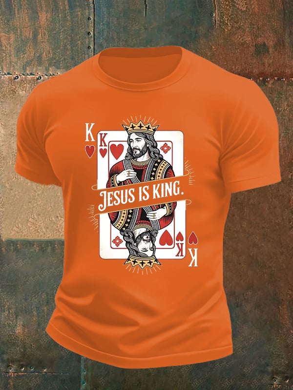 Men's Jesus Is King Christian Print T-Shirt