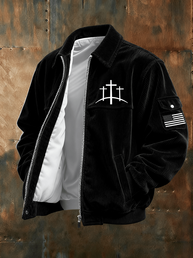 Faith Print Corduroy Casual Jacket