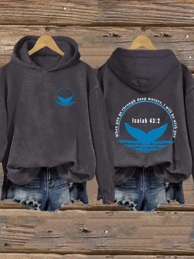 Women's When You Go Through Deep Waters,i will be with you34:2 Printed Hoodie