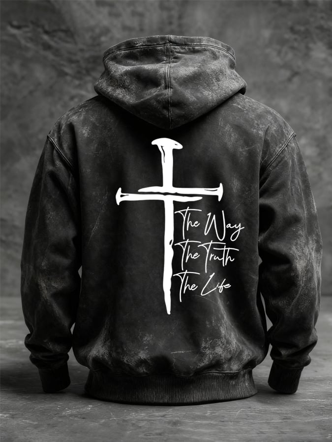 Men's Jesus The Way The Truth The Life Printed Casual Hoodie