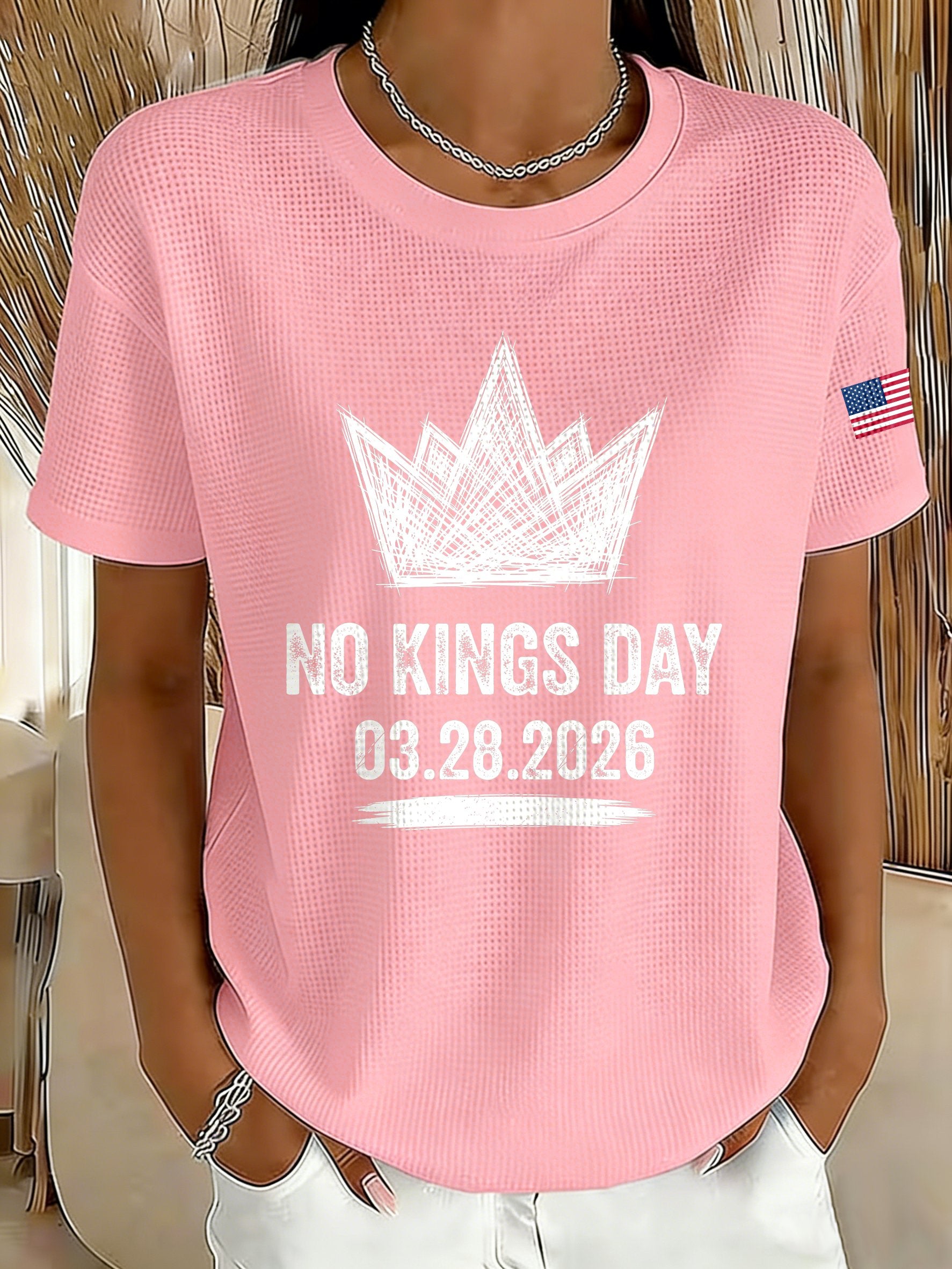 🔥Buy 3 Get 15% Off🔥Women's No Kings Day March 28 2026 Printed Short-Sleeved T-Shirt