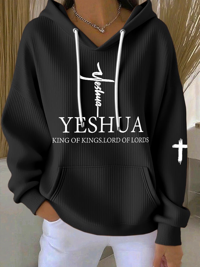 Women's Casual Faith Ribbed Hoodie