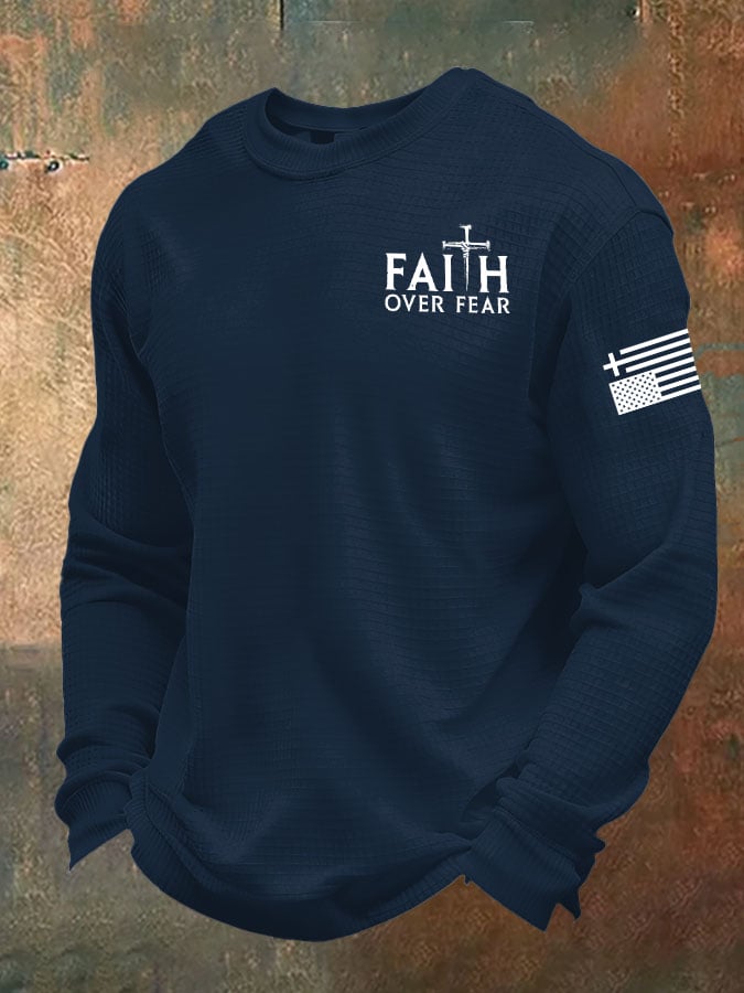 Men's Faith Over Fear Print Waffle T-Shirt