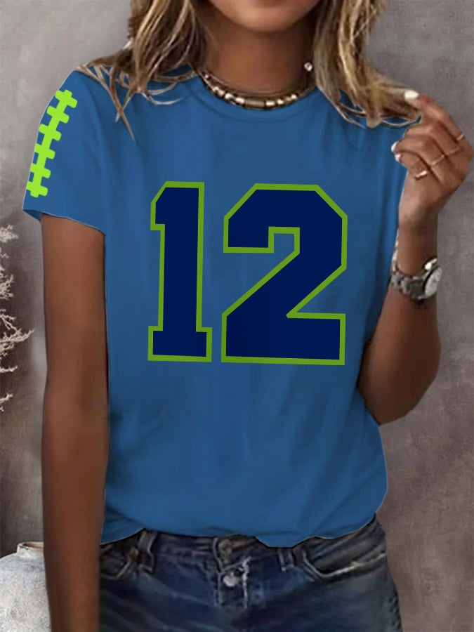 Women's Rugby Print Casual T-shirt