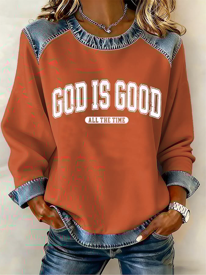 Women's God Is Good All The Time Printed Sweatshirt