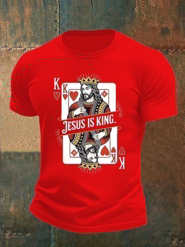 Men's Jesus Is King Christian Print T-Shirt
