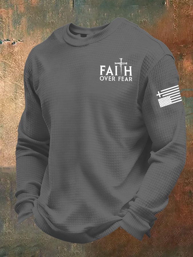 Men's Faith Over Fear Print Waffle T-Shirt