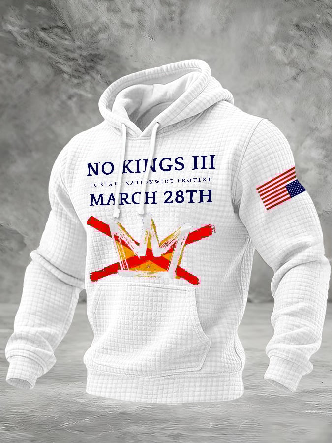 🔥Buy 3 Get 15% Off🔥Men's Retro No Kings III 50 State Nationwide Protest March 28th Print Hoodie