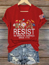 🔥Buy 3 Get 15% Off🔥V-Neck Retro Resist No Kings In America Since 1776 Print T-Shirt