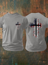 Men's Casual Flag Cross Faith T-Shirt