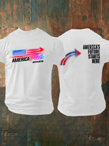 Men's Retro America Fest 2025 America's Future Starts Here Print T-Shirt