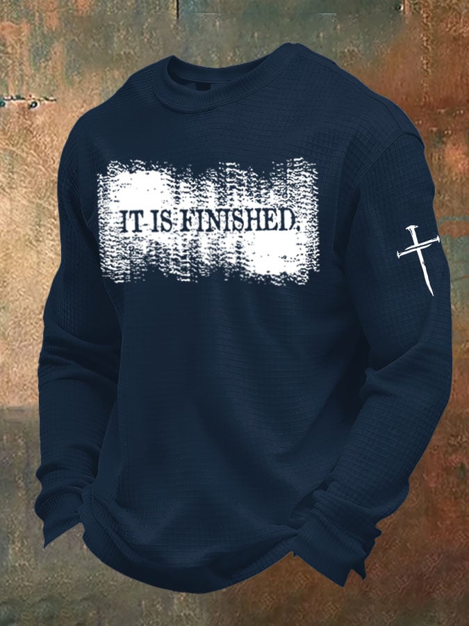 Men'S It is Finished Print Waffle T-Shirt