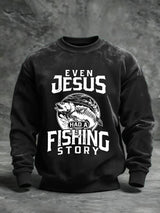 Men's Fishing Story Sweatshirt Jesus Fishing Funny Sweatshirt