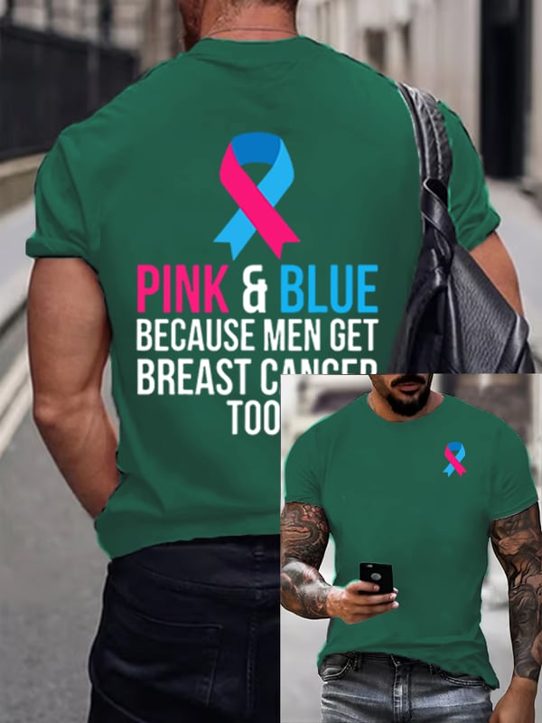 Men's  Casual Breast Cancer Print T-Shirt