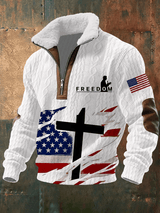 Men's Retro Faith Liberties Cross Print Casual Sweatshirt