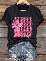 Retro Breast Cancer Awareness Faith Cross Pink Ribbon If You’Re Hanging On By A Thread Make Sure It’s The Hem Of His Garment Matthew 9:20-22 Print T-Shirt