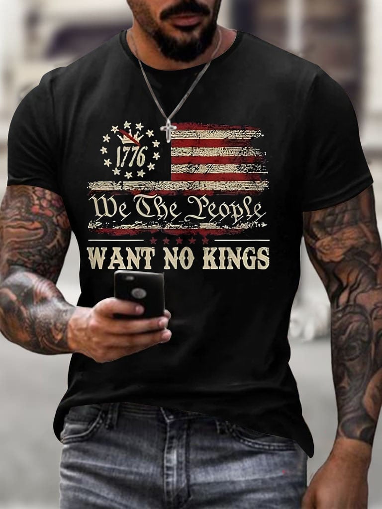 🔥Buy 3 Get 15% Off🔥Men's We The People Want No Kings Printed Round Neck T-Shirt
