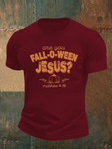 Men's are you FALL-O-WEEN JESUS print casual T-shirt