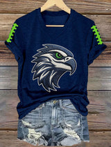 Women's Retro Football Printed T-Shirt