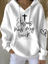 Women's Jesus Has My Back Print  Sweatshirts