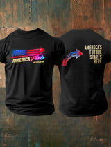 Men's Retro America Fest 2025 America's Future Starts Here Print T-Shirt