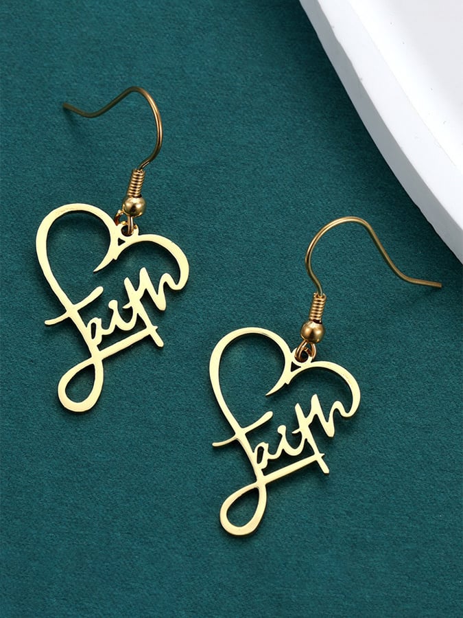 Faith Cross Letter Design Earrings