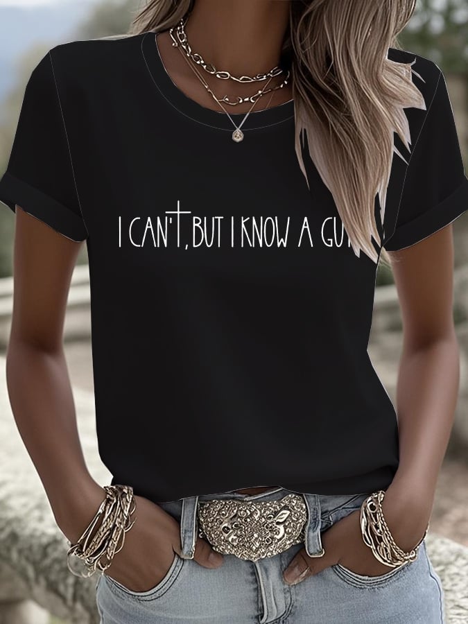 Women's V-Neck Retro I Can't... But I Know A Guy. Print T-Shirt