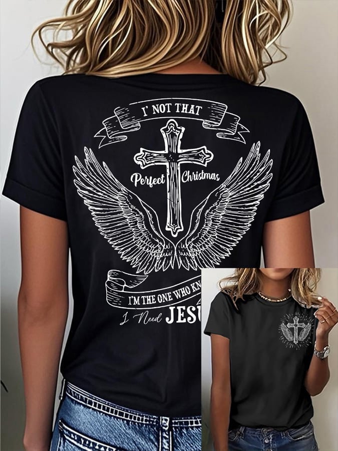 Women's Retro I'm Not The Perfect Decoration, I'm The One Who Knows I Need Jesus Print T-Shirt