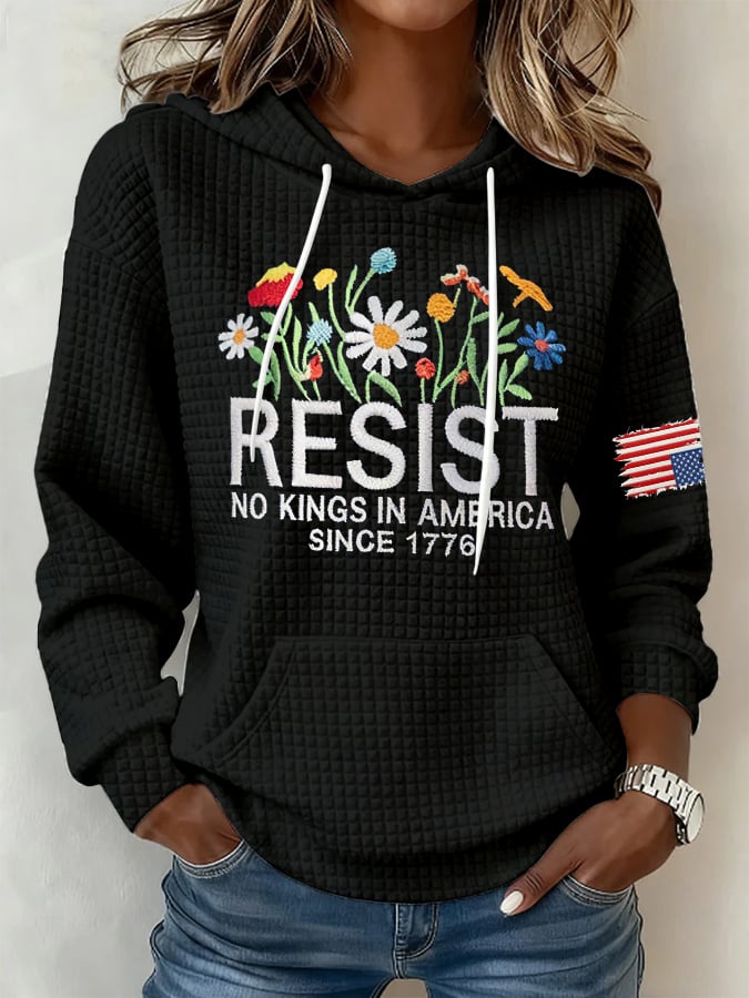 🔥Buy 3 Get 15% Off🔥Retro Resist No Kings In America Since 1776 Print Hoodie