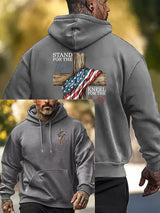 Men's Stand For The Flag Kneel For The Cross Printed Casual  Hoodie