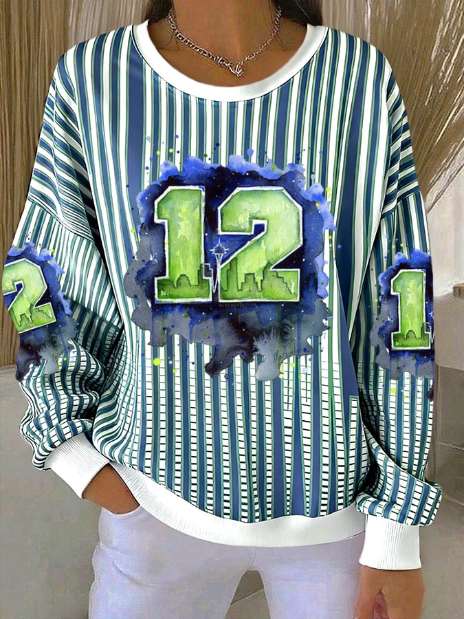 Women's Football Print Casual Sweatshirt