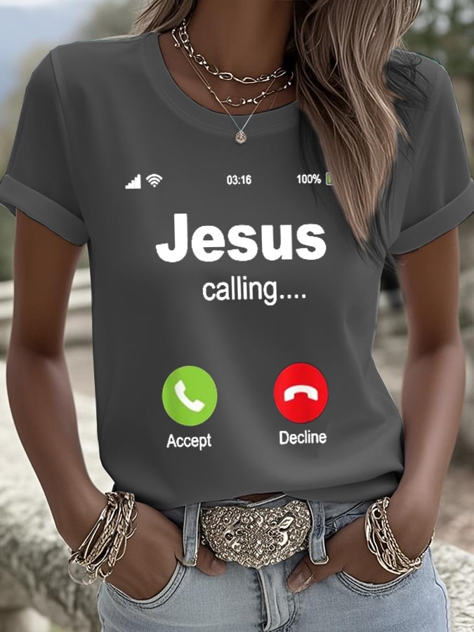 Women's Retro Jesus Calling Print T-Shirt