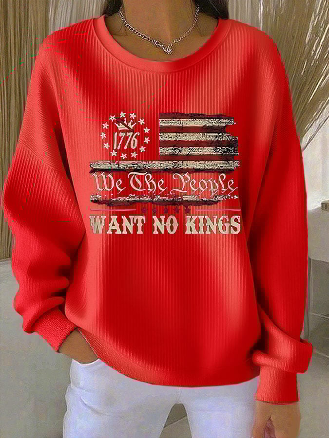 🔥Buy 3 Get 15% Off🔥Women's Retro We The People Want No Kings Print Round Neck Sweatshirt