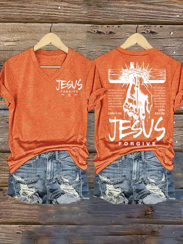 Women's  Jesus Loves You Chirtsian printing T-Shirt
