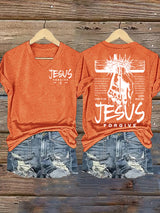 Women's  Jesus Loves You Chirtsian printing T-Shirt
