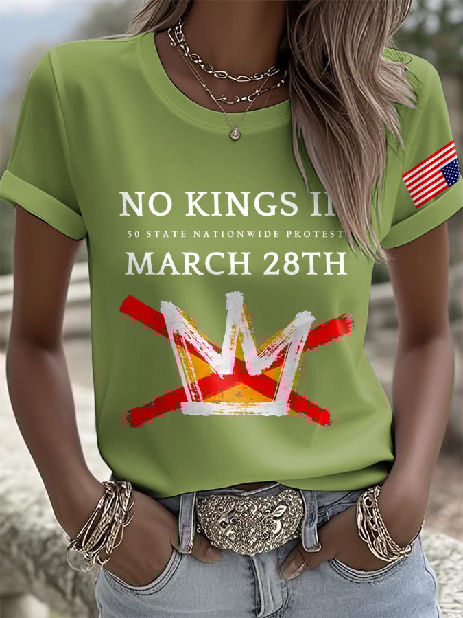 🔥Buy 3 Get 15% Off🔥Retro No Kings III 50 State Nationwide Protest March 28th Print T-Shirt
