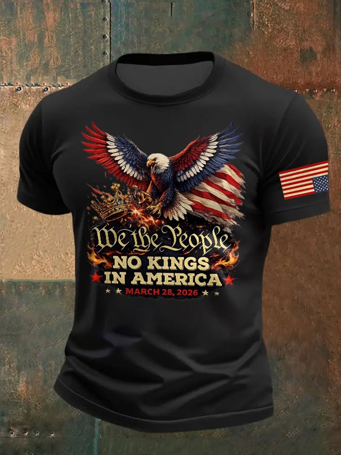 🔥Buy 3 Get 15% Off🔥Men's Retro We The People No Kings In America March 28 2026 Print T-Shirt