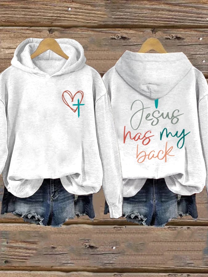 Women's Jesus Has My Back Print  Sweatshirts
