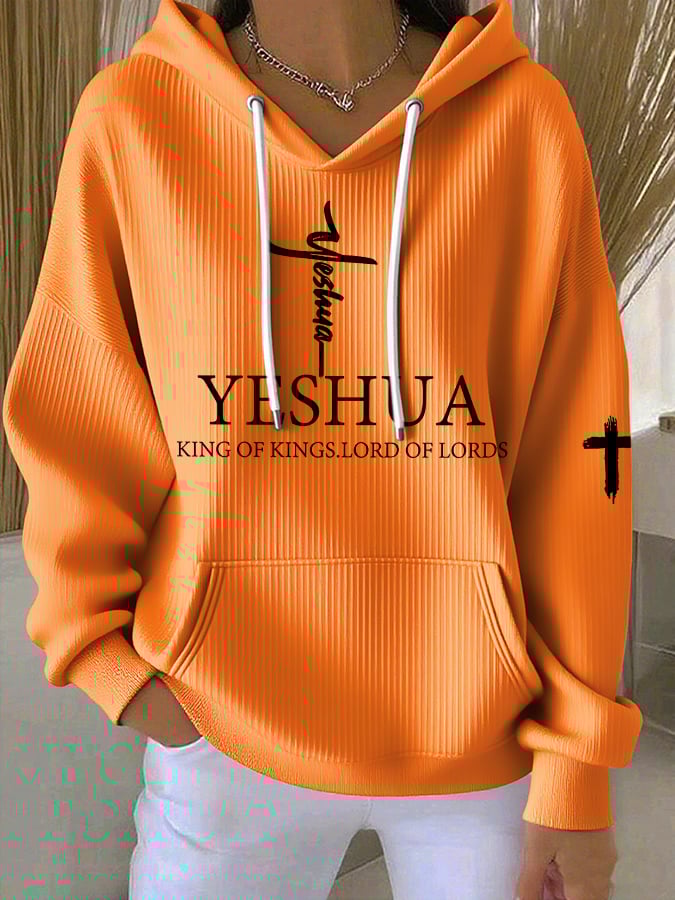 Women's Casual Faith Ribbed Hoodie