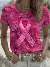 Women's Casual Paisley Ribbon T-Shirt