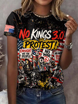 🔥Buy 3 Get 15% Off🔥Retro No Kings 3.0 Protest! Enough! We The People No War No More Bull! Print T-Shirt