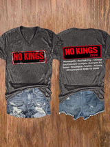 🔥Buy 3 Get 15% Off🔥V-Neck Retro No Kings 2026 Minneapolis . New York City Chicago In Francisco Los Angeles Washington, D.C. Denver Philadelphia Seattle Atlanta Albuquerque & More To Come Print T-Shirt