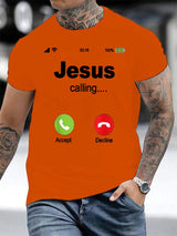 Men's Retro Jesus Calling Print T-Shirt