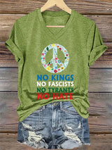 🔥Buy 3 Get 15% Off🔥Women's No Kings No Fascists Print T-shirt