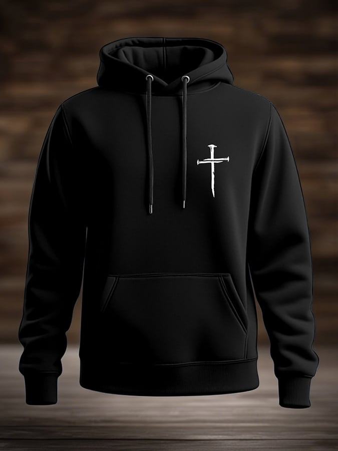 Men's Casual Retro Contrast Color Faith Hoodie